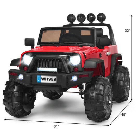 12 V Kids Ride On Truck with Remote Control and Double Magnetic Door-Red