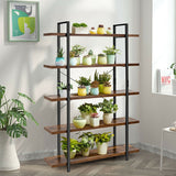 3/5 Tiers Industrial Bookcase with Metal Frame for Home Office-5-Tier