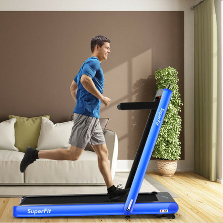 4.75HP 2 In 1 Folding Treadmill with Remote APP Control-Navy