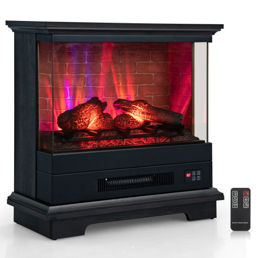 27 Inch Freestanding Fireplace with Remote Control-Black