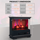 27 Inch Freestanding Fireplace with Remote Control-Black