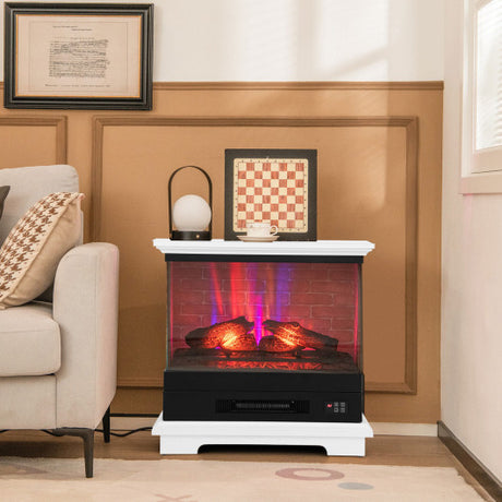 27 Inch Freestanding Fireplace with Remote Control-White