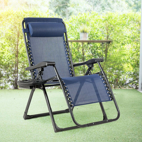 Oversize Lounge Chair with Cup Holder of Heavy Duty for outdoor-Navy