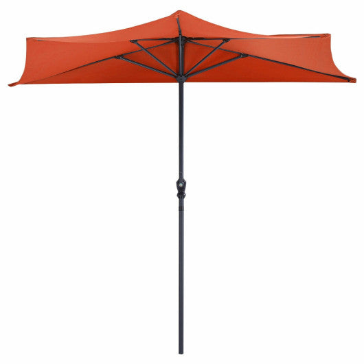 9Ft Patio Bistro Half Round Umbrella -Orange