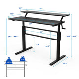 Standing Desk Crank Adjustable Sit to Stand Workstation -Black