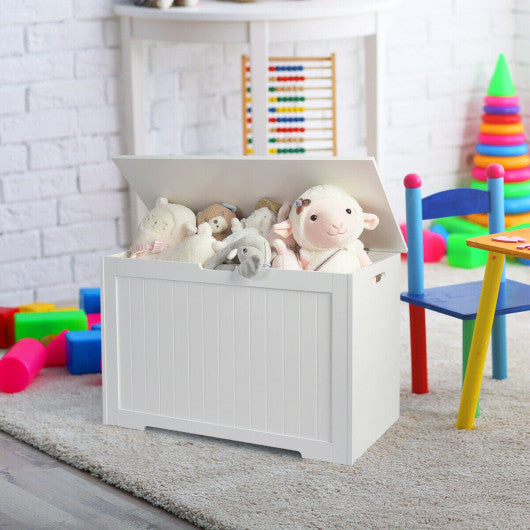 Wooden Toy Box Kids Storage Chest Bench -White
