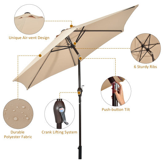 10 Feet Outdoor Patio Umbrella with Tilt Adjustment and Crank-beige