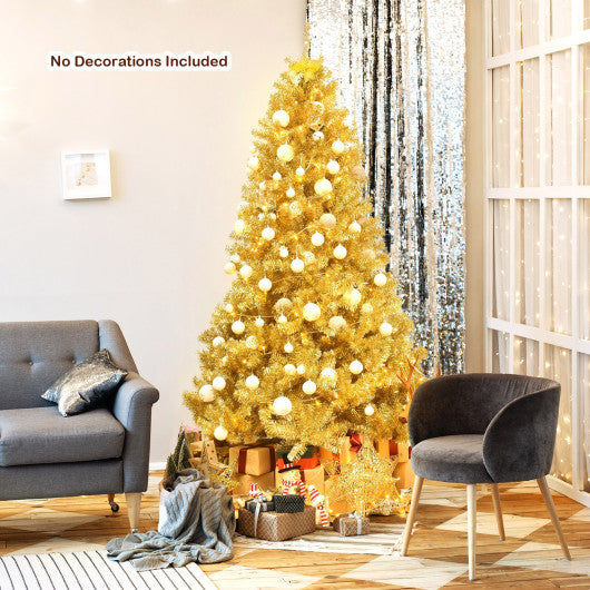 6/7.5 Feet Artificial Tinsel Christmas Tree Hinged with Foldable Stand-7.5 ft