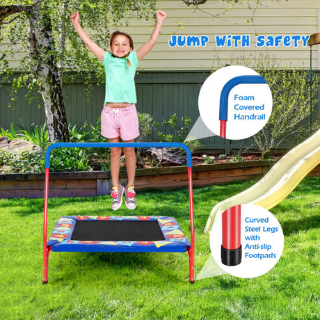 36 Inch Kids Indoor Outdoor Square Trampoline with Foamed Handrail-Blue