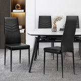 Set of 4 High Back Dining Chairs with PVC Leather and Non-Slip Feet Pads