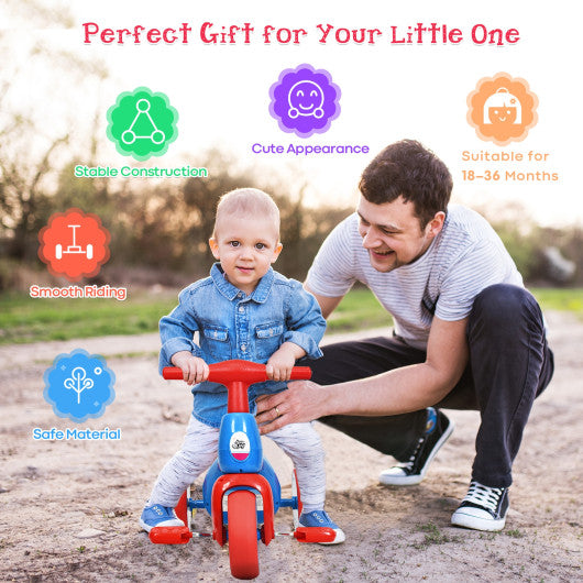 2 in 1 Toddler Tricycle Balance Bike Scooter Kids Riding Toys w/ Sound & Storage-Blue