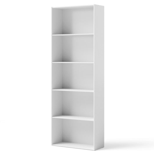 5-Shelf Storage Bookcase Modern Multi-Functional Display Cabinet-White