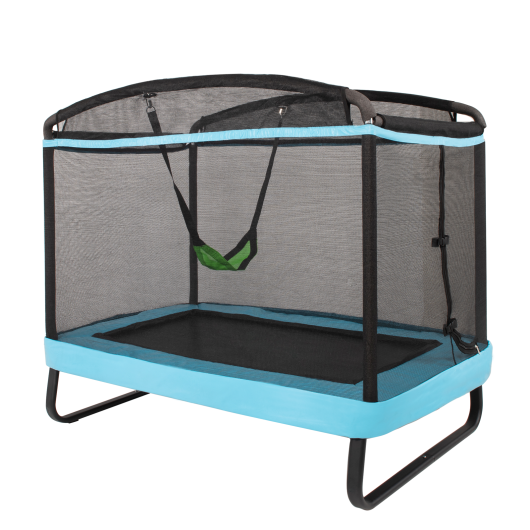 6 Feet Kids Entertaining Trampoline with Swing Safety Fence-Blue