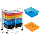 12 Drawers Rolling Cart Storage Scrapbook Paper Organizer Bins-Multicolor