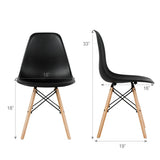 4 Pieces Modern Armless Dining Chair Set with Wood Legs-Black