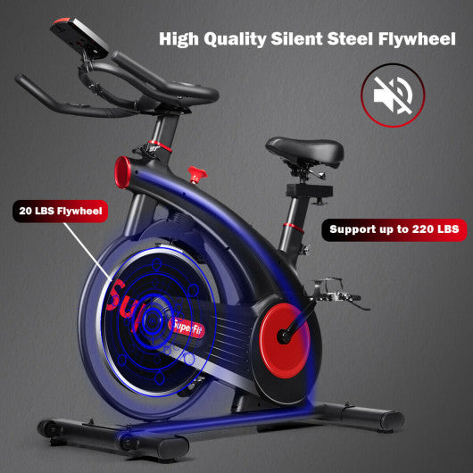 Stationary Exercise Bike Silent Belt with 20LBS Flywheel