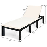 Patio Rattan Lounge Chair Chaise Couch Cushioned Height Adjustable-White
