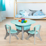 Children Kids Activity Table & Chair Set Play Furniture W/Storage-Blue