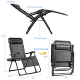 Oversize Lounge Chair with Cup Holder of Heavy Duty for outdoor-Black