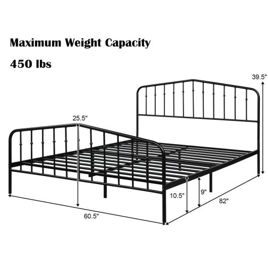 Queen Size Metal Bed Frame Steel Slat Platform