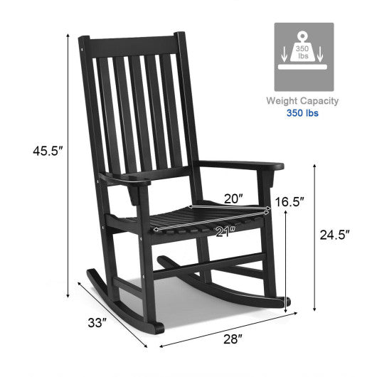 Indoor Outdoor Wooden High Back Rocking Chair-Black