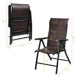 Patio Rattan Folding Chair with Armrest