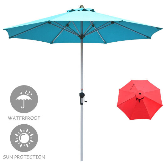 9 Feet Patio Outdoor Market Umbrella with Aluminum Pole without Weight Base-Blue