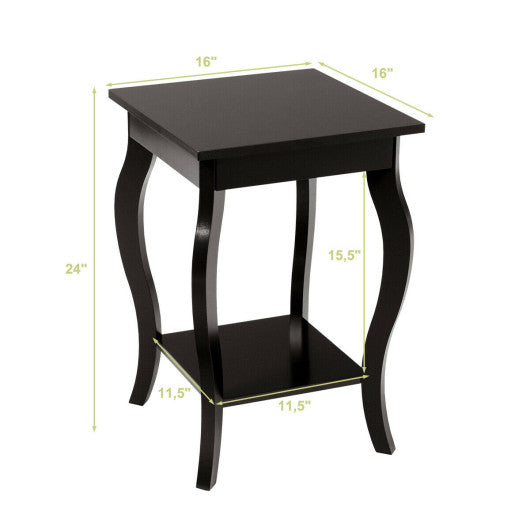 Set of 2 Side Table End Table Night Stand with Shelf-Brown