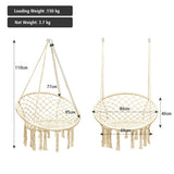 Hanging Macrame Hammock Chair with Handwoven Cotton Backrest-Natural