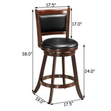 24 Inch Wooden Upholstered Swivel Counter Height Stool  Dining Chair