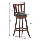 2 Pieces 360 Degree Swivel Wooden Counter Height Bar Stool Set with Cushioned Seat-31 inches