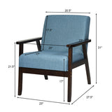 Solid Rubber Wood Fabric Accent Armchair-Blue
