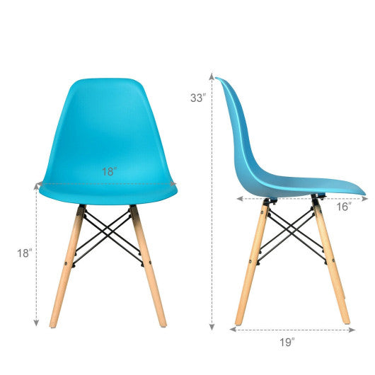 4 Pieces Modern Armless Dining Chair Set with Wood Legs-Blue