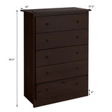 Functional Storage Organized Dresser with 5 Drawer-Dark Brown