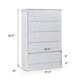 Functional Storage Organized Dresser with 5 Drawer-White