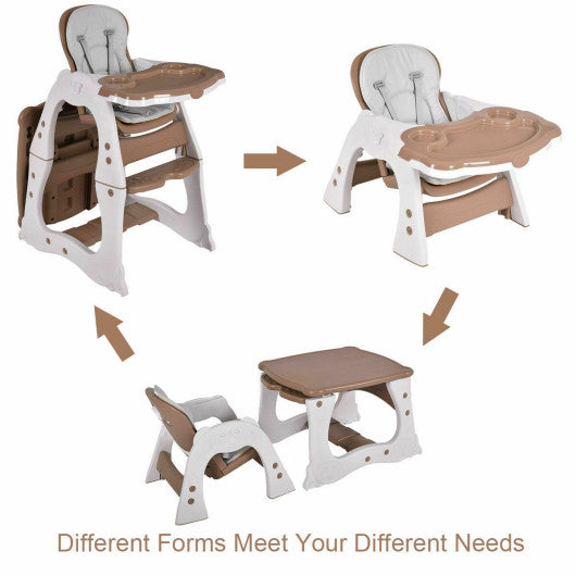 3 in 1 Infant Table and Chair Set Baby High Chair-Brown