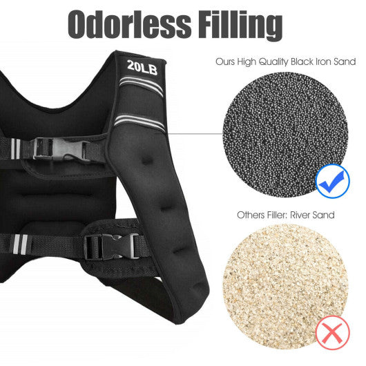 Training Weight Vest Workout Equipment with Adjustable Buckles and Mesh Bag-20 lbs