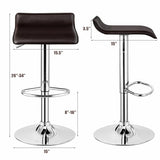 Set of 2 Adjustable PU Leather Backless Bar Stools-Coffee