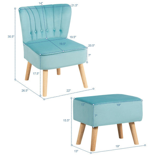 Modern Accent Chair Ottoman Set with Footstool-Turquoise