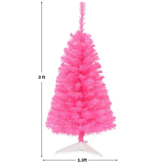 3 ft Premium Artificial Christmas Mini Tree with Stand-Pink