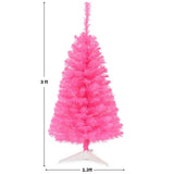 3 ft Premium Artificial Christmas Mini Tree with Stand-Pink