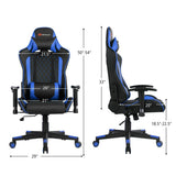 Massage Gaming Chair with Lumbar Support and Headrest-Blue