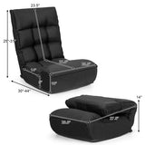 4-Position Adjustable Floor Chair Folding Lazy Sofa-Black