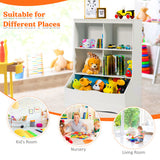 3-Tier Children's Multi-Functional Bookcase Toy Storage Bin Floor Cabinet-White