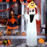 6 Feet Halloween Inflatable Blow Up Ghost with Pumpkin and LED Lights