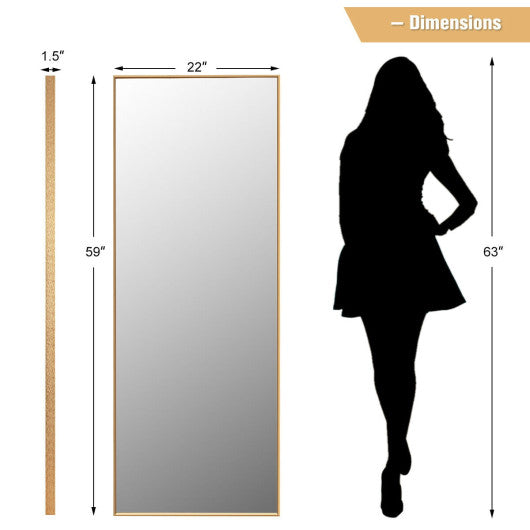 59''Full Length Mirror Large Rectangle Bedroom Mirror-Golden