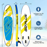 10 Feet Inflatable Stand Up Paddle Board 6 Inches Thick with Backpack Leash Aluminum Paddle