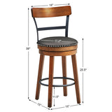 25.5 Inch 360-Degree Bar Swivel Stools with Leather Padded