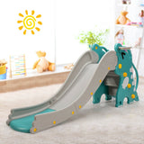 4-in-1 Kids Climber Slide Play Set with Basketball Hoop-Green