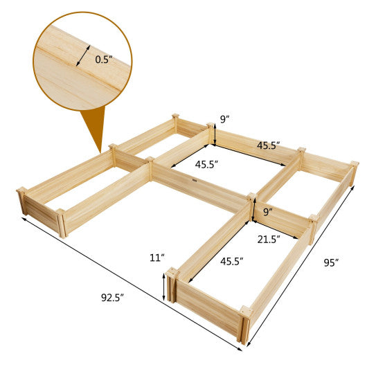 U-Shaped Wooden Garden Raised Bed for Backyard and Patio